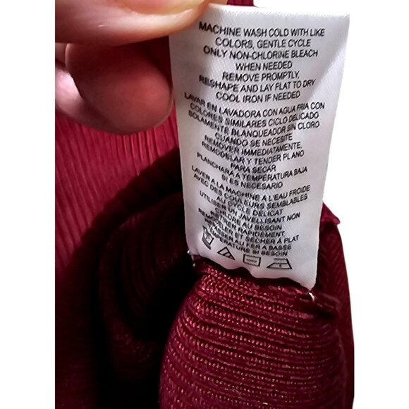 Dylan Ryan Burgundy Knit Fitted Dress With Glittery Long Sleeves XL - Picture 6 of 9